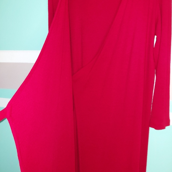 Red Wool Dress Wrap with String - Picture 3 of 5